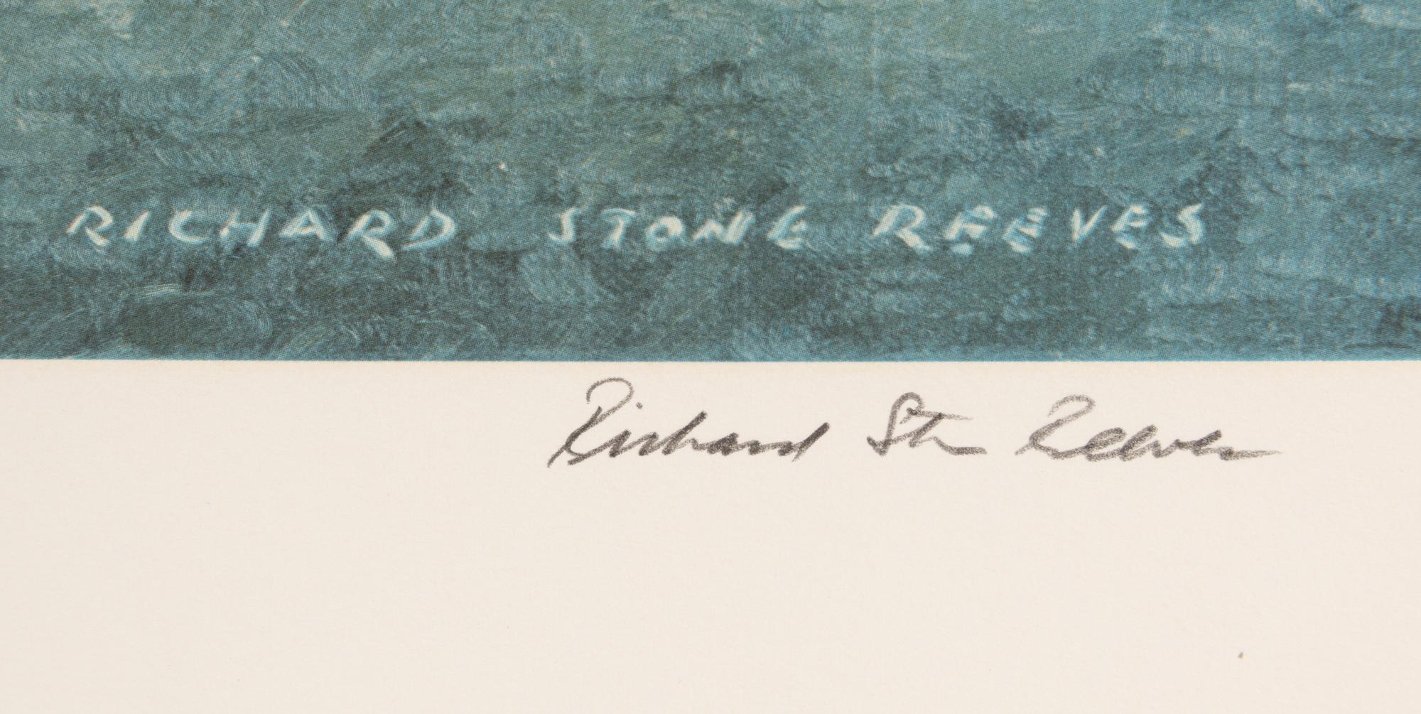 A Phar Lap Limited Edition Richard Stone Reeves Print Signed by Trainer Tommy Woodcock,