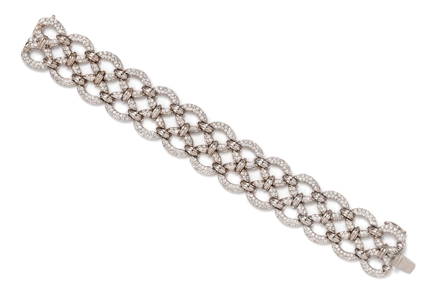 An 18 Karat White Gold and Diamond Bracelet, Italian, 48.70 dwts.