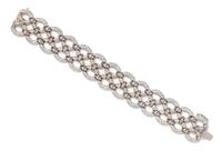 An 18 Karat White Gold and Diamond Bracelet, Italian, 48.70 dwts.
