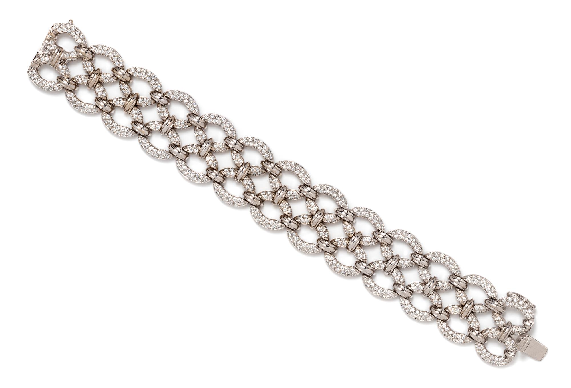 An 18 Karat White Gold and Diamond Bracelet, Italian, 48.70 dwts.