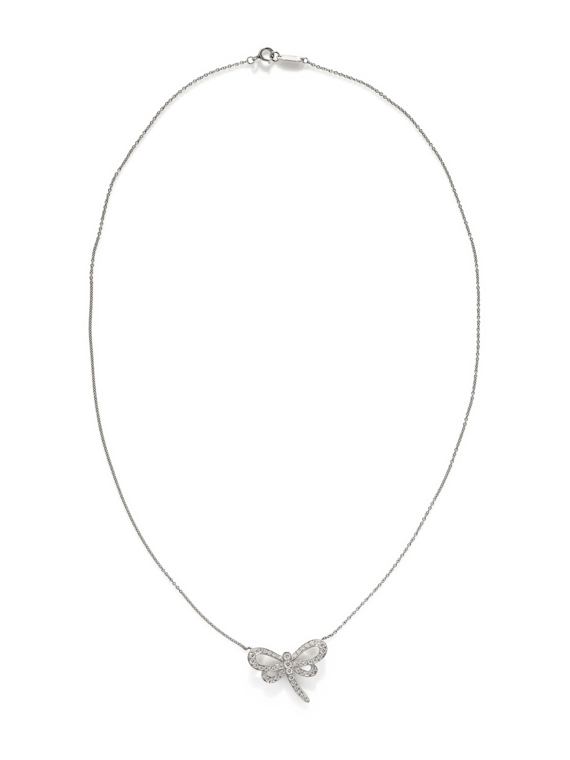 TIFFANY & CO., PLATINUM AND DIAMOND DRAGONFLY NECKLACE