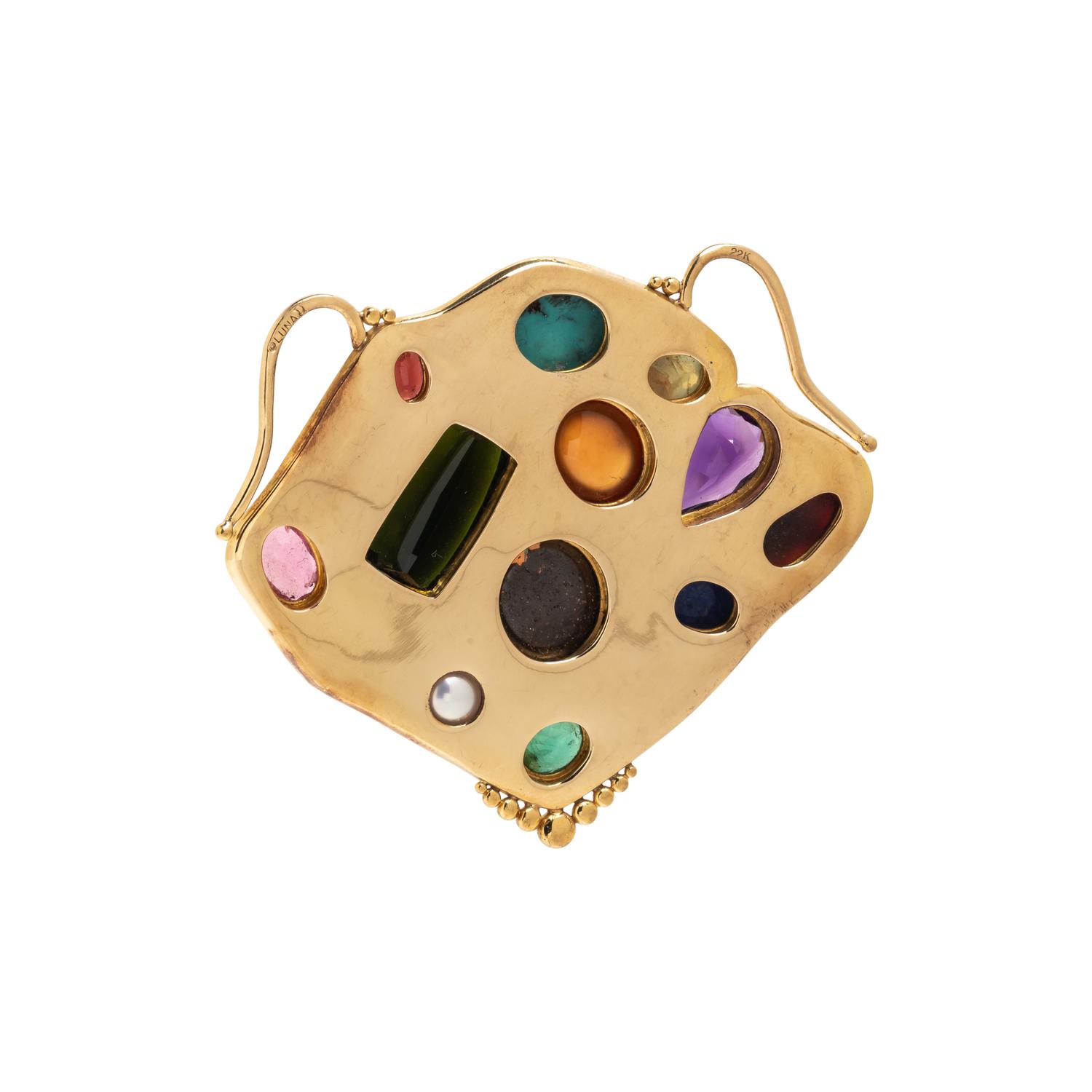LUNA FELIX GOLDSMITH, HIGH KARAT GOLD AND MULTIGEM PENDANT