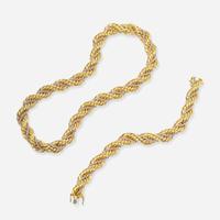 An 18K Two-Tone Gold Necklace and Bracelet Set