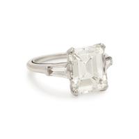 Emerald Cut Diamond and Platinum Ring