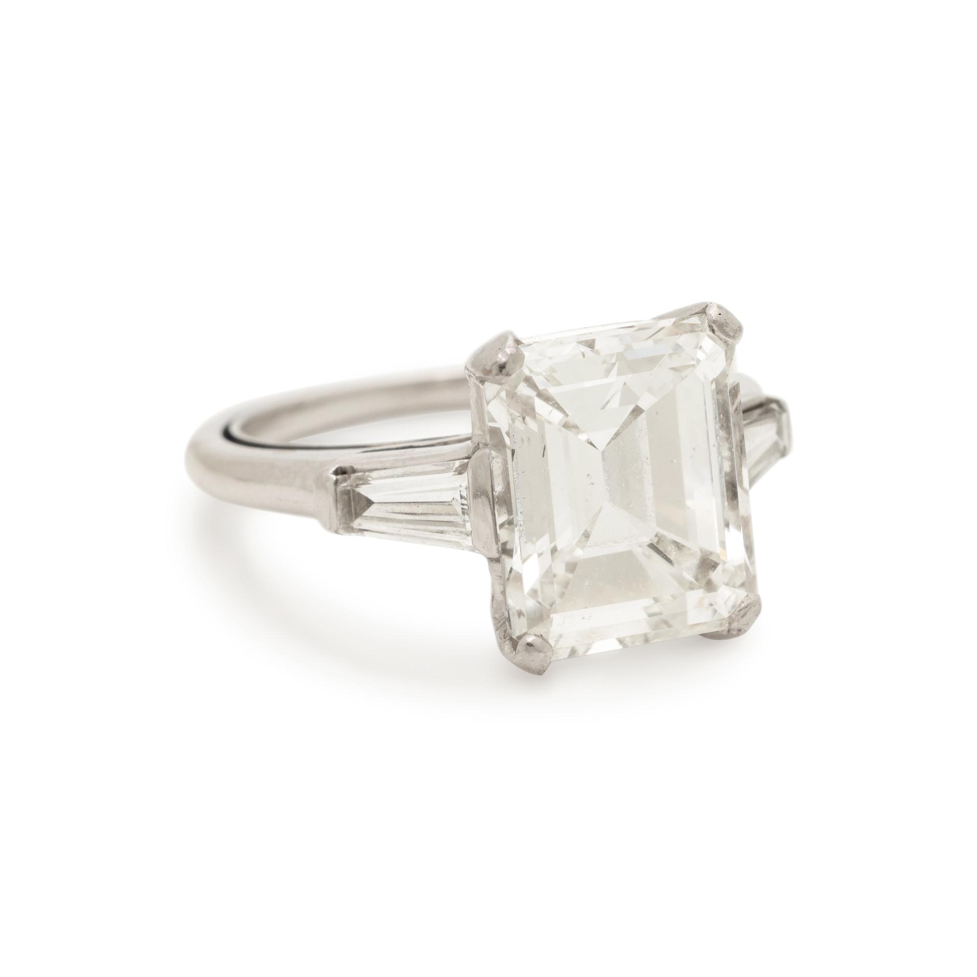 Emerald Cut Diamond and Platinum Ring