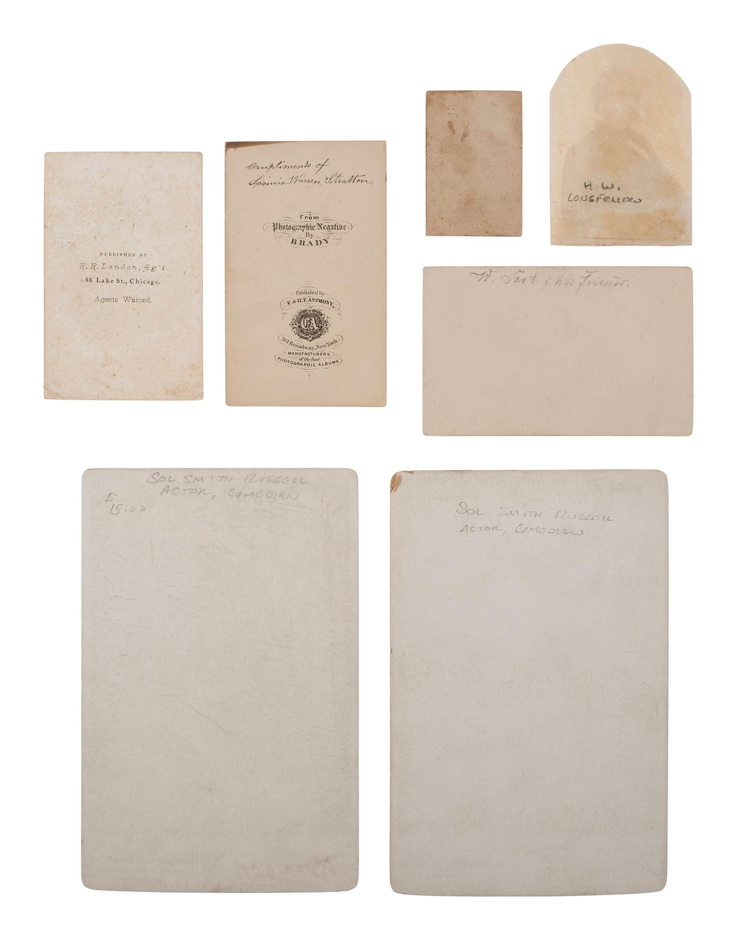 [CIVIL WAR]. 15 CDVs & cabinet cards, incl. Lincoln, his generals, Tom Thumb, & other personalities.