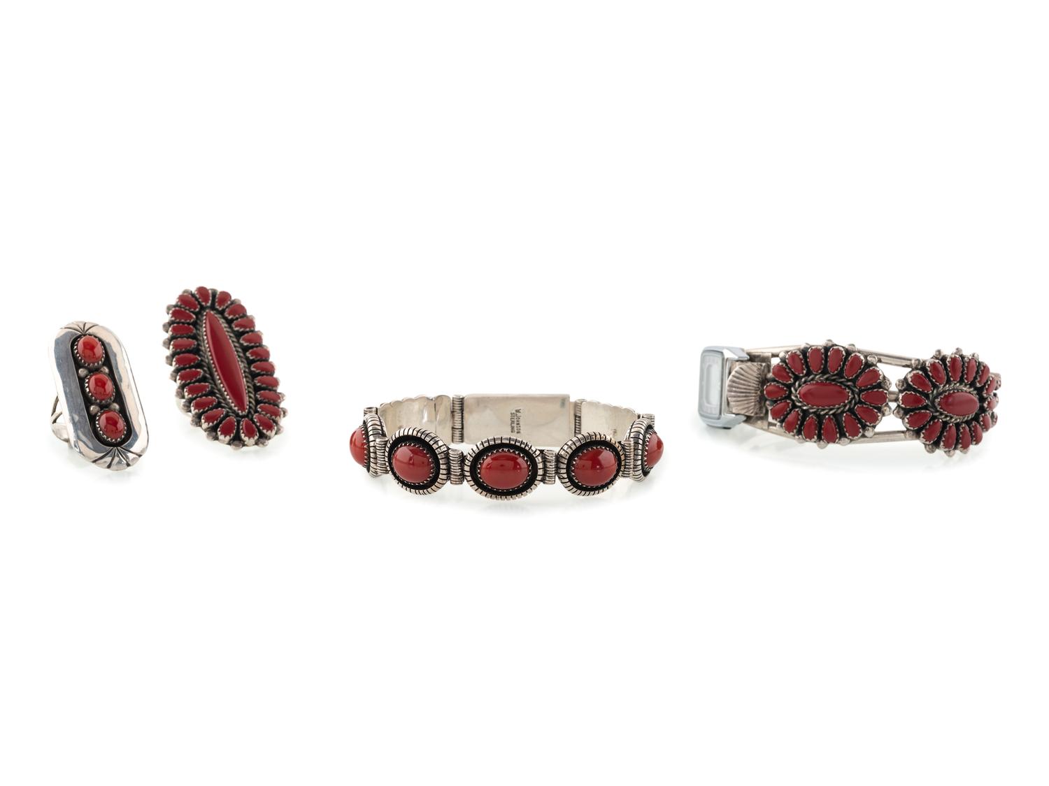 Zuni and Navajo Coral and Silver Jewelry
