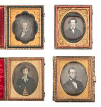 [EARLY PHOTOGRAPHY]. 28 sixth plate daguerreotypes of men with notable hairstyles & facial hair.