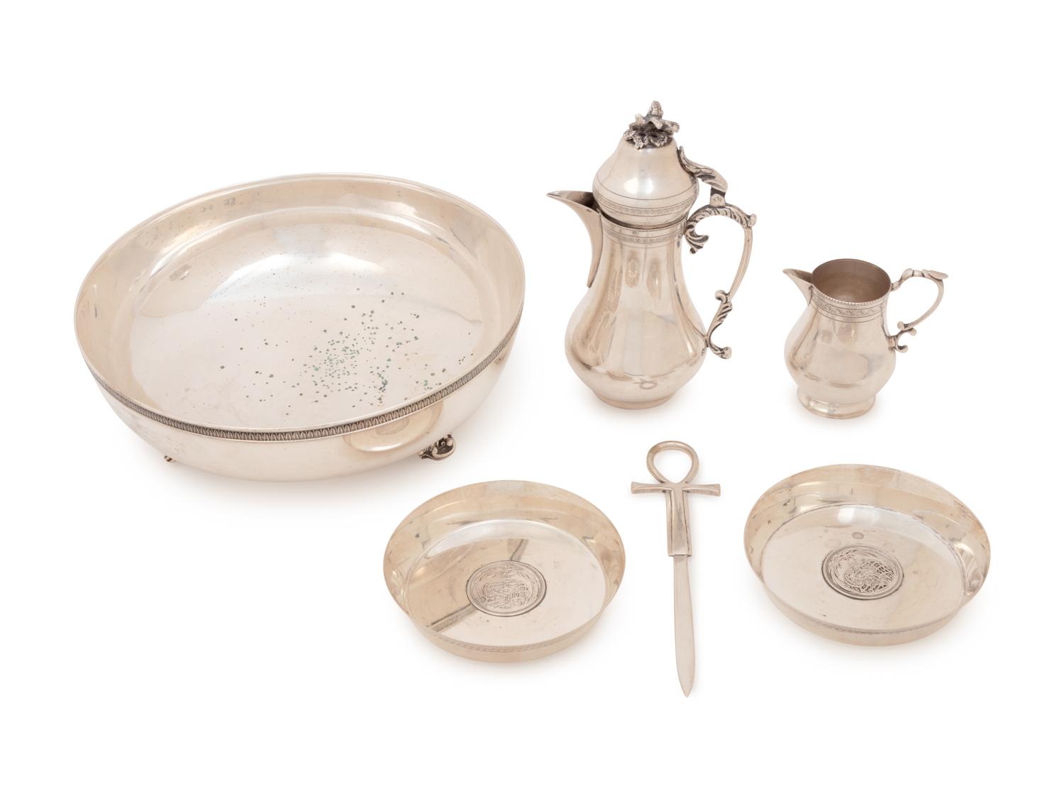 A Group of Four Egyptian Silver Table Articles