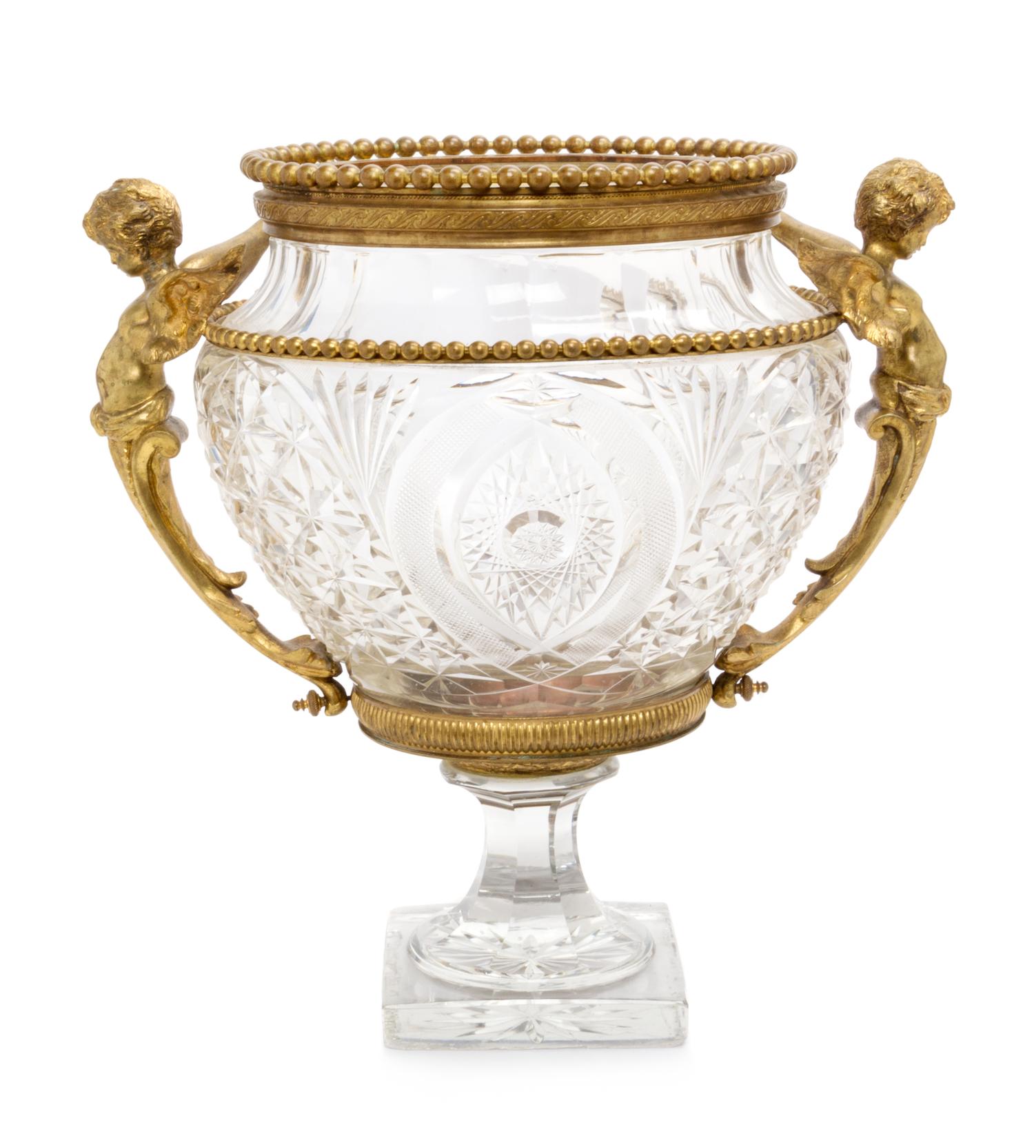 A French Gilt Bronze Mounted Cut Glass Vase