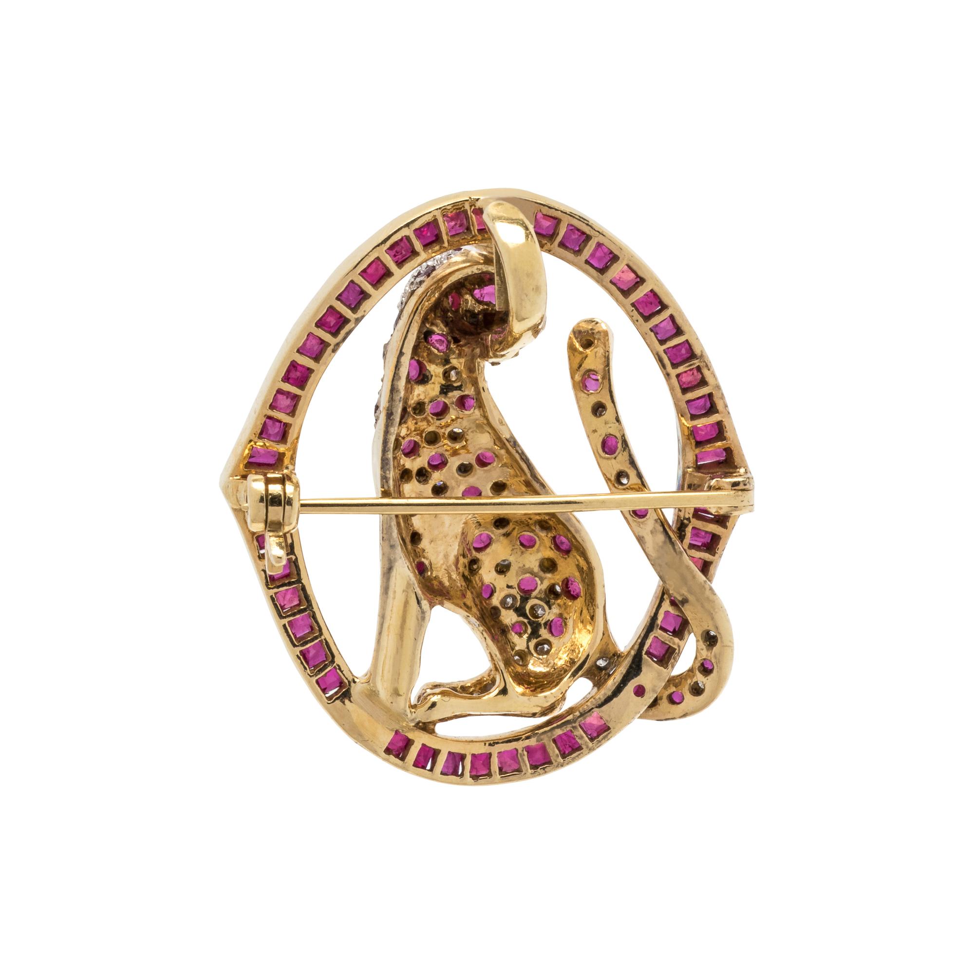 RUBY AND DIAMOND LEOPARD BROOCH