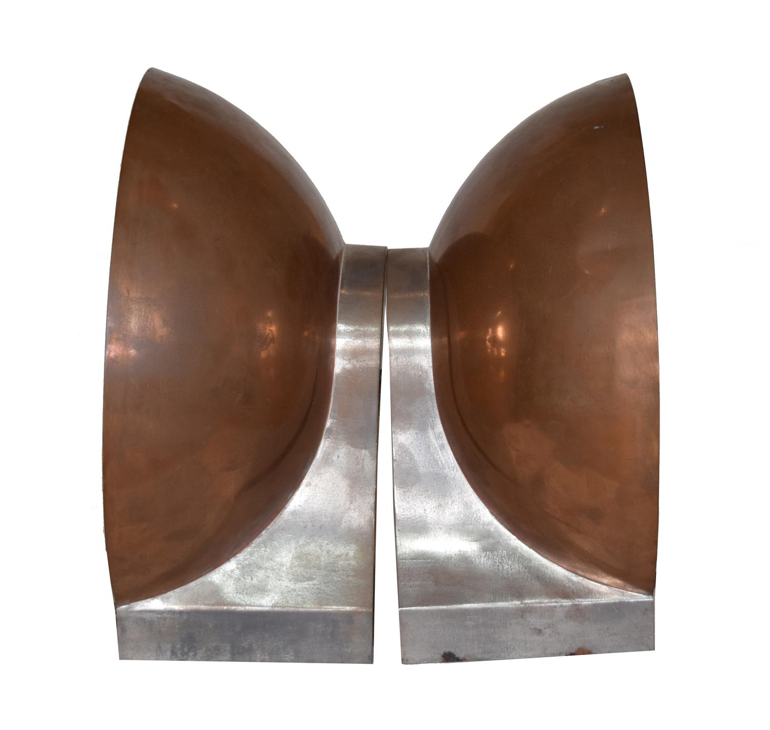 A Pair of Copper and Iron Wall Sconces 15.5" W x 15.5" D x 7.5" H — England, Circa 1920
