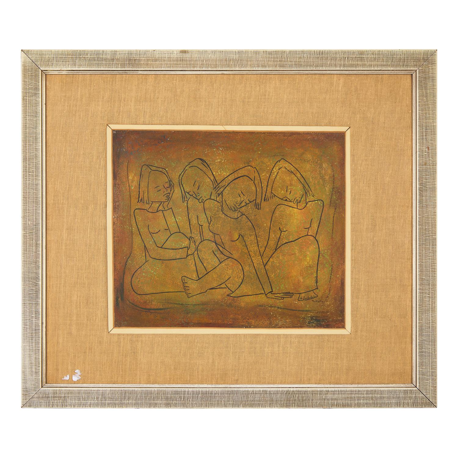 Ángel Botello (Spanish, 1913-1986) — Four Seated Figures , c. 1950