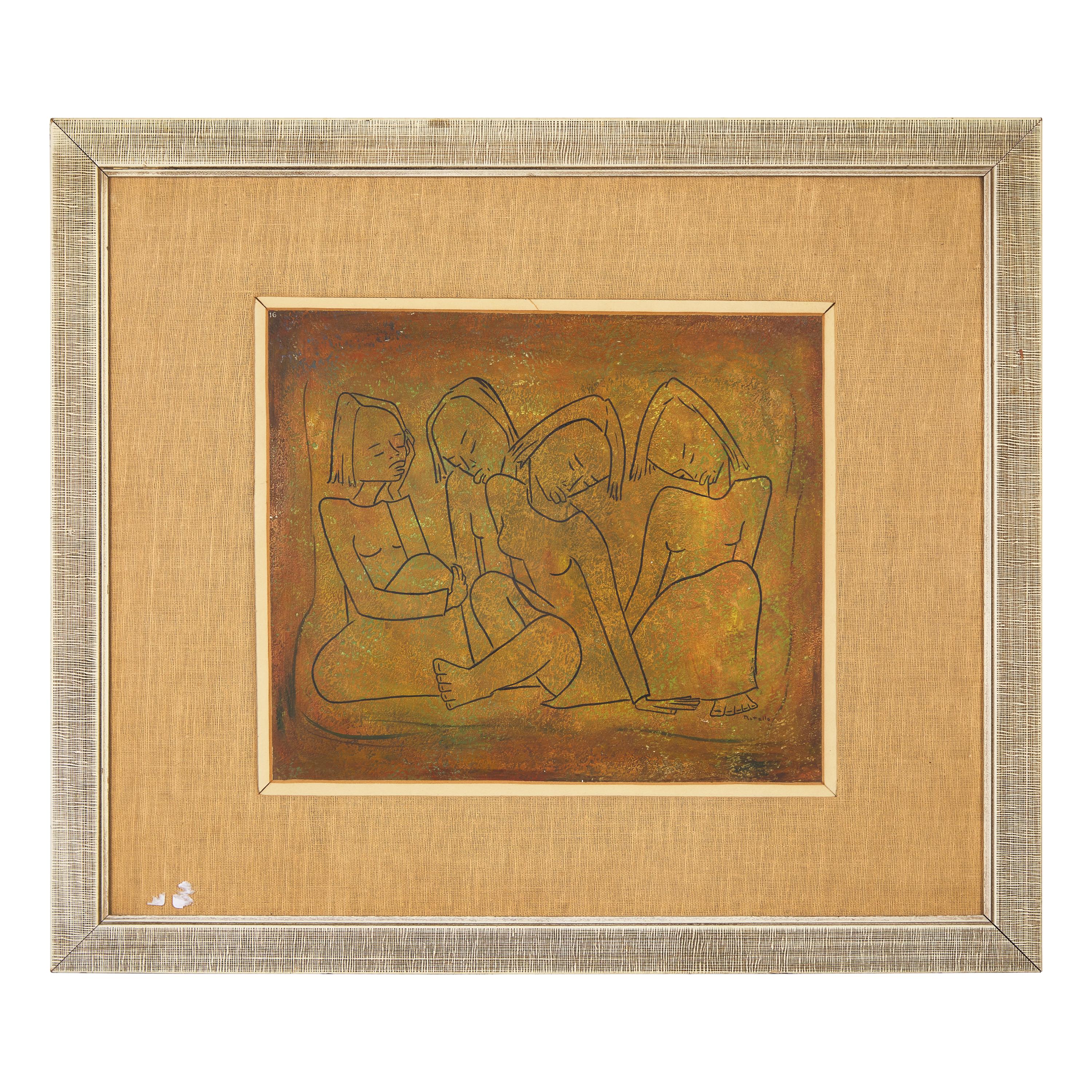 Ángel Botello (Spanish, 1913-1986) — Four Seated Figures , c. 1950