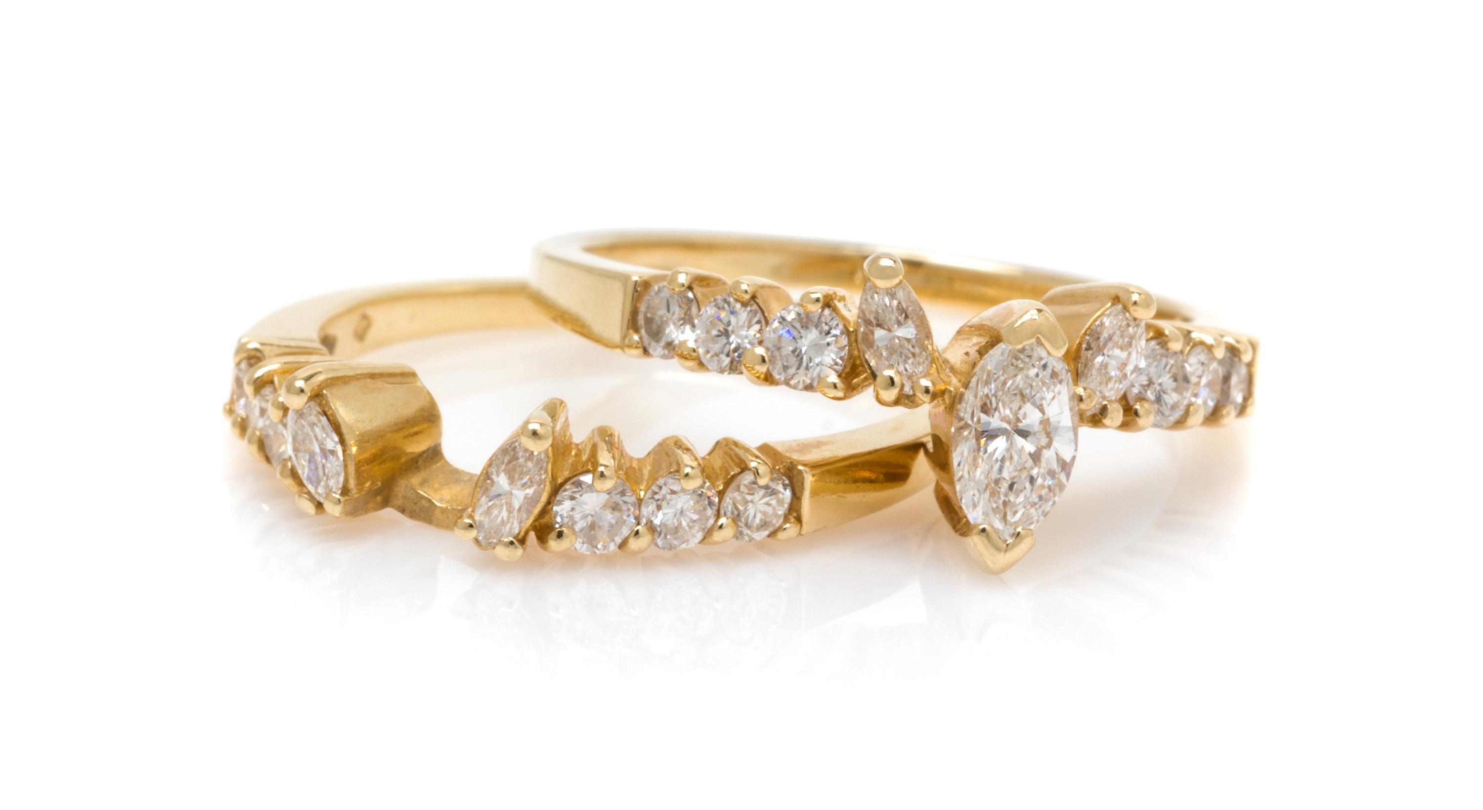 A 14 Karat Yellow Gold and Diamond Ring Set, 3.20 dwts.