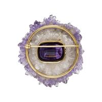 QUARTZ AND AMETHYST BROOCH