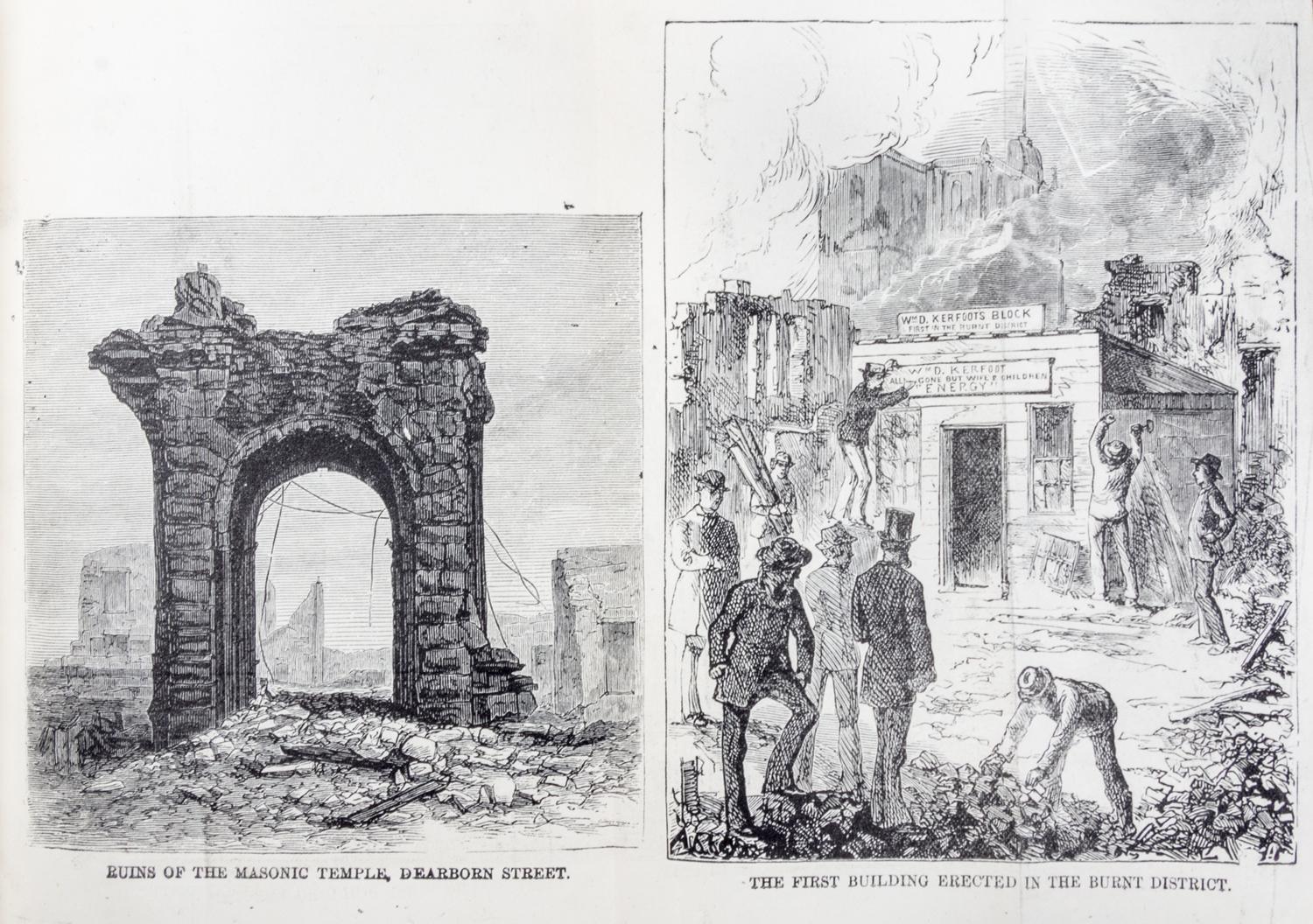 (CHICAGO, FIRE) A group of four books on the Chicago Fire of 1871