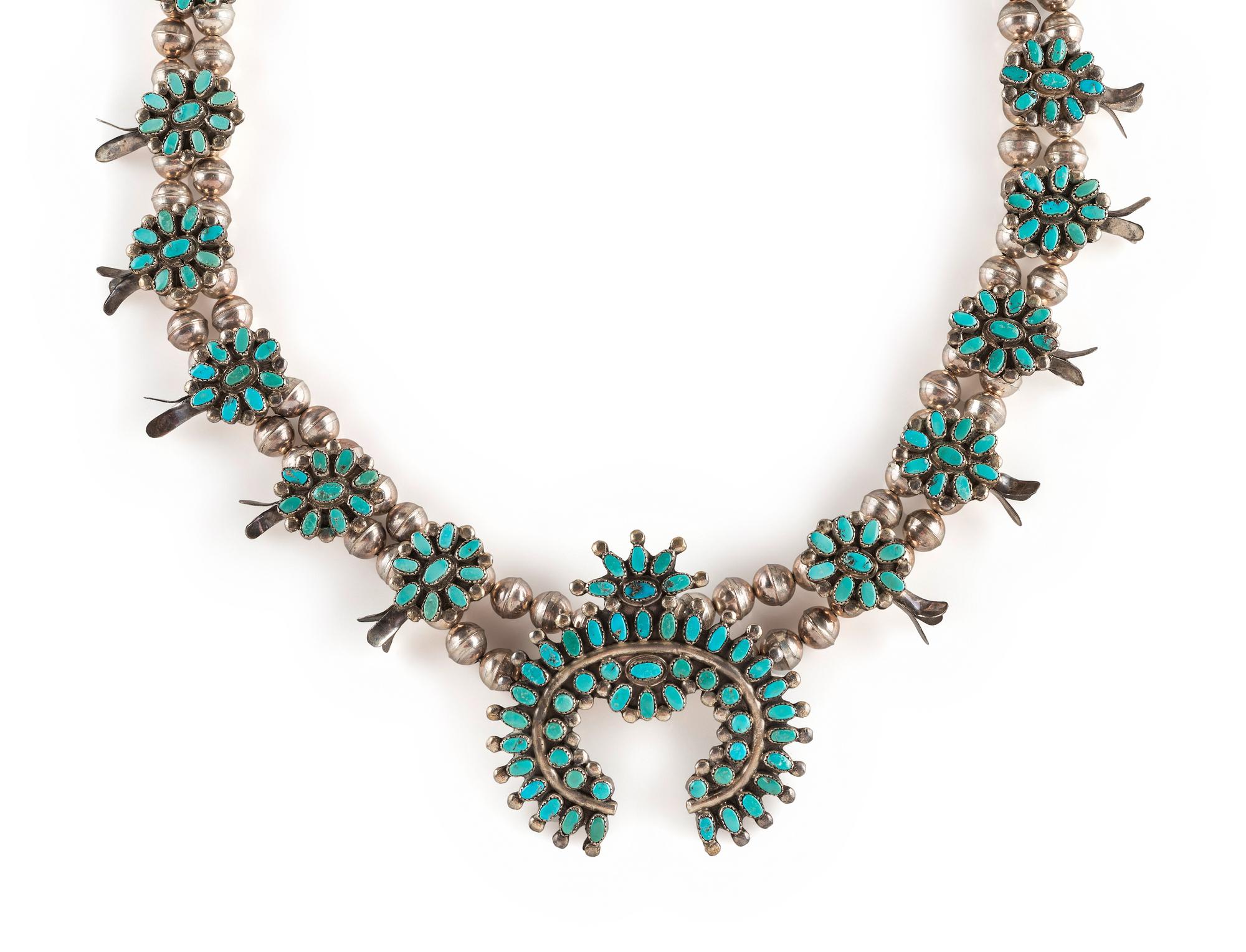 Zuie Petite Silver and Petit Point Cluster Squash Blossom Necklace