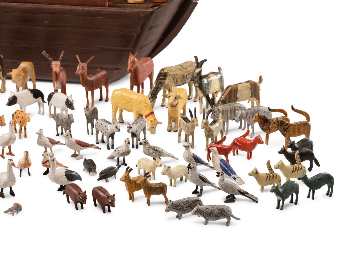 A Large Noah’s Ark with Lift-Off Cover and Large Number of Paired Animals