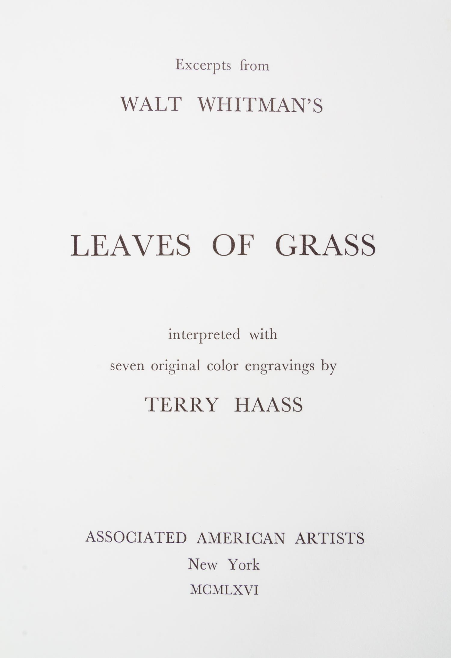 (HAASS, TERRY) WHITMAN, WALT. Leaves of Grass. New York, 1966. Limited, signed.