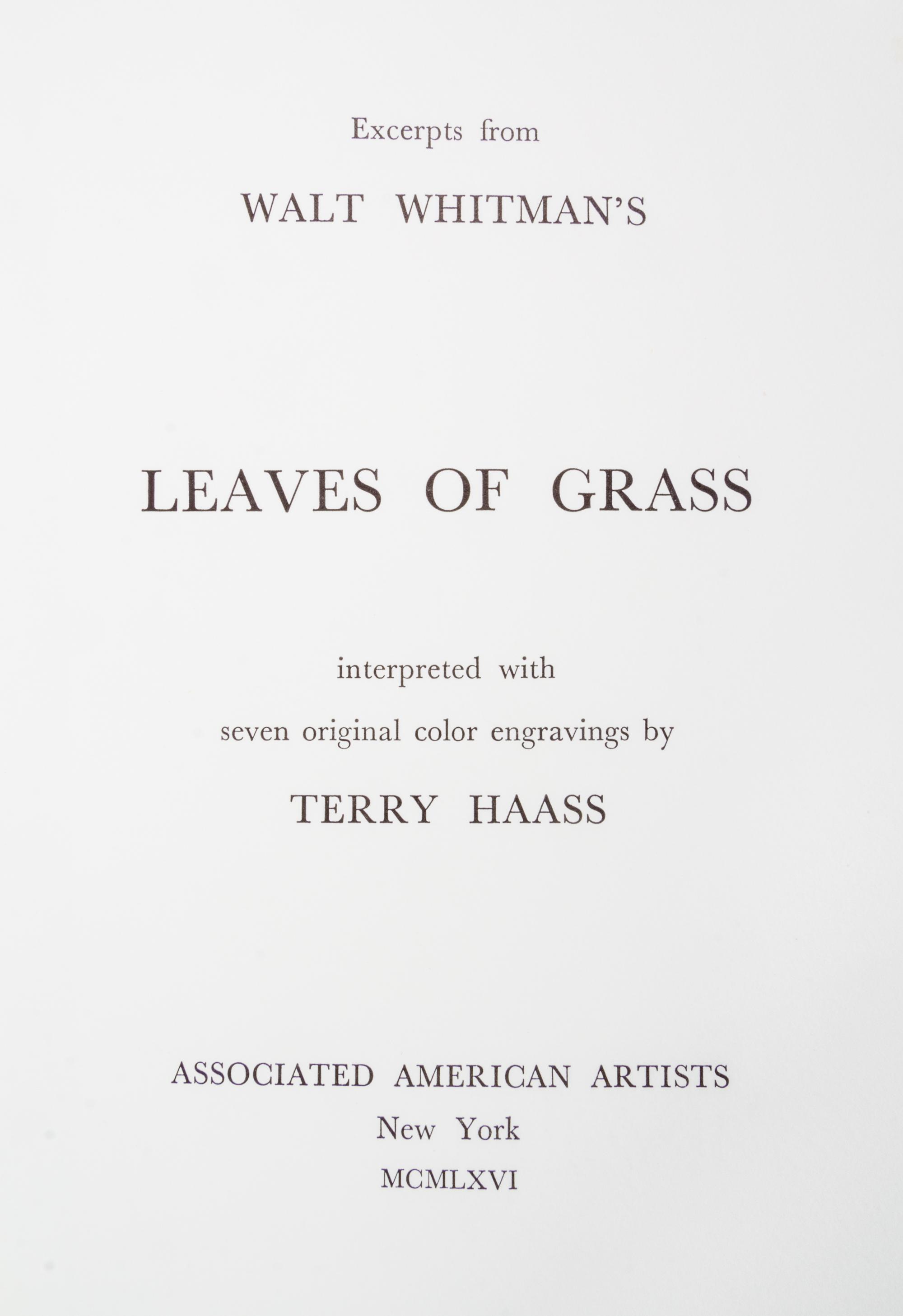 (HAASS, TERRY) WHITMAN, WALT. Leaves of Grass. New York, 1966. Limited, signed.