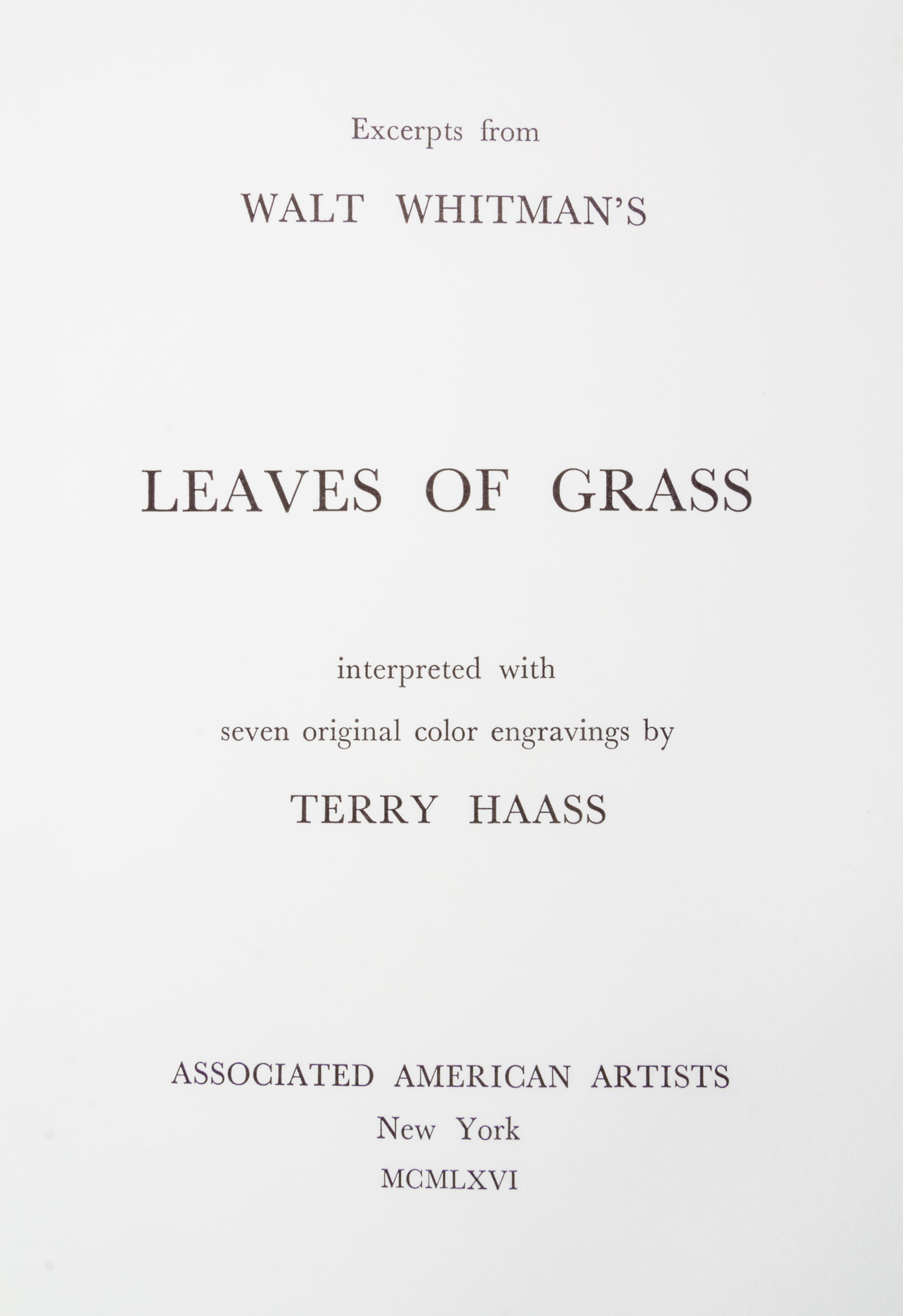 (HAASS, TERRY) WHITMAN, WALT. Leaves of Grass. New York, 1966. Limited, signed.