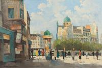 Max Moreau, (Belgian, 1902-1992), Paris Street Scene