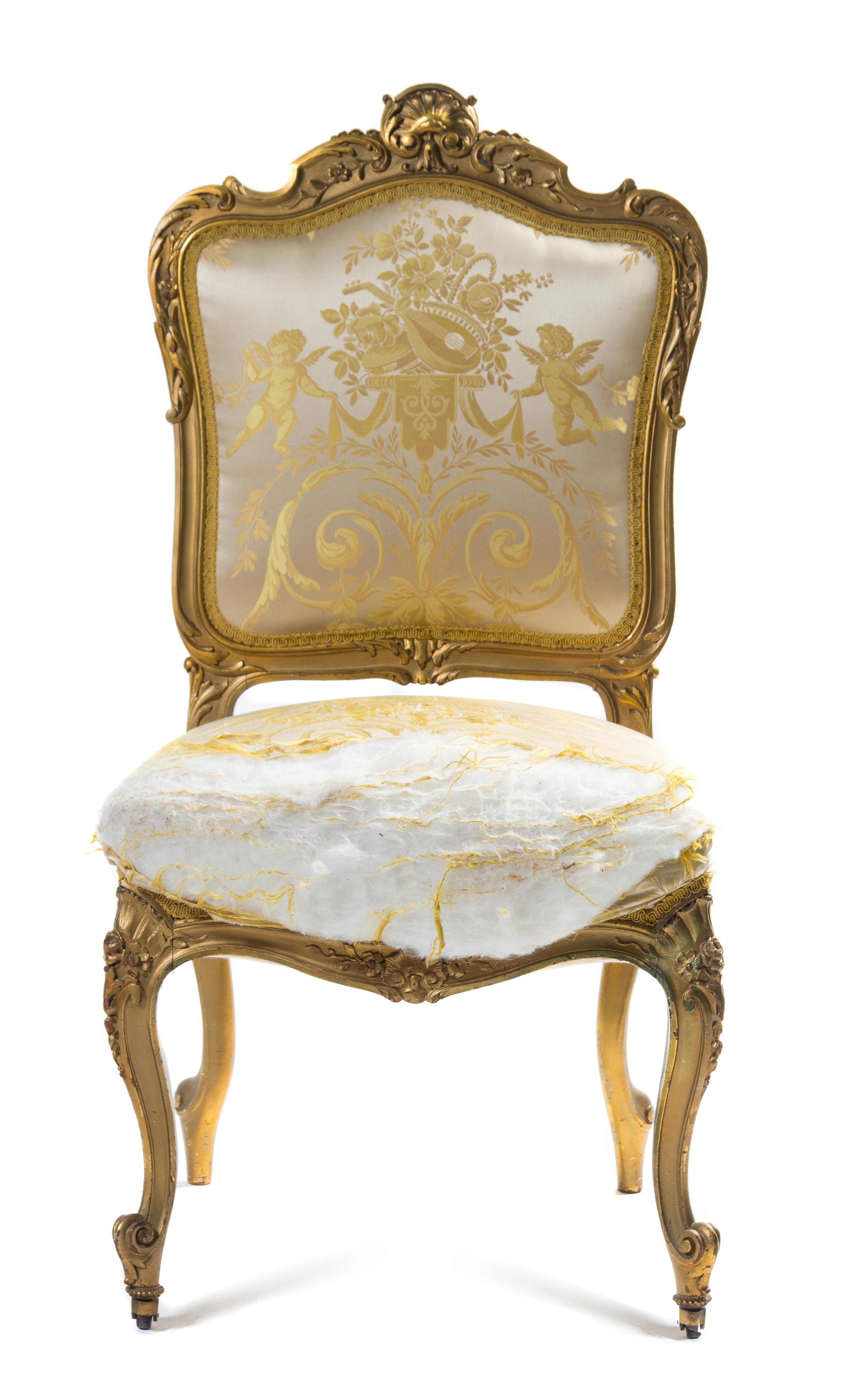 A Louis XV Style Giltwood Side Chair Height 40 inches. — LATE 19TH CENTURY