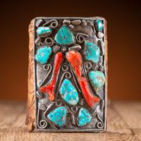 Navajo Tooled Leather Ketoh, with Inlay