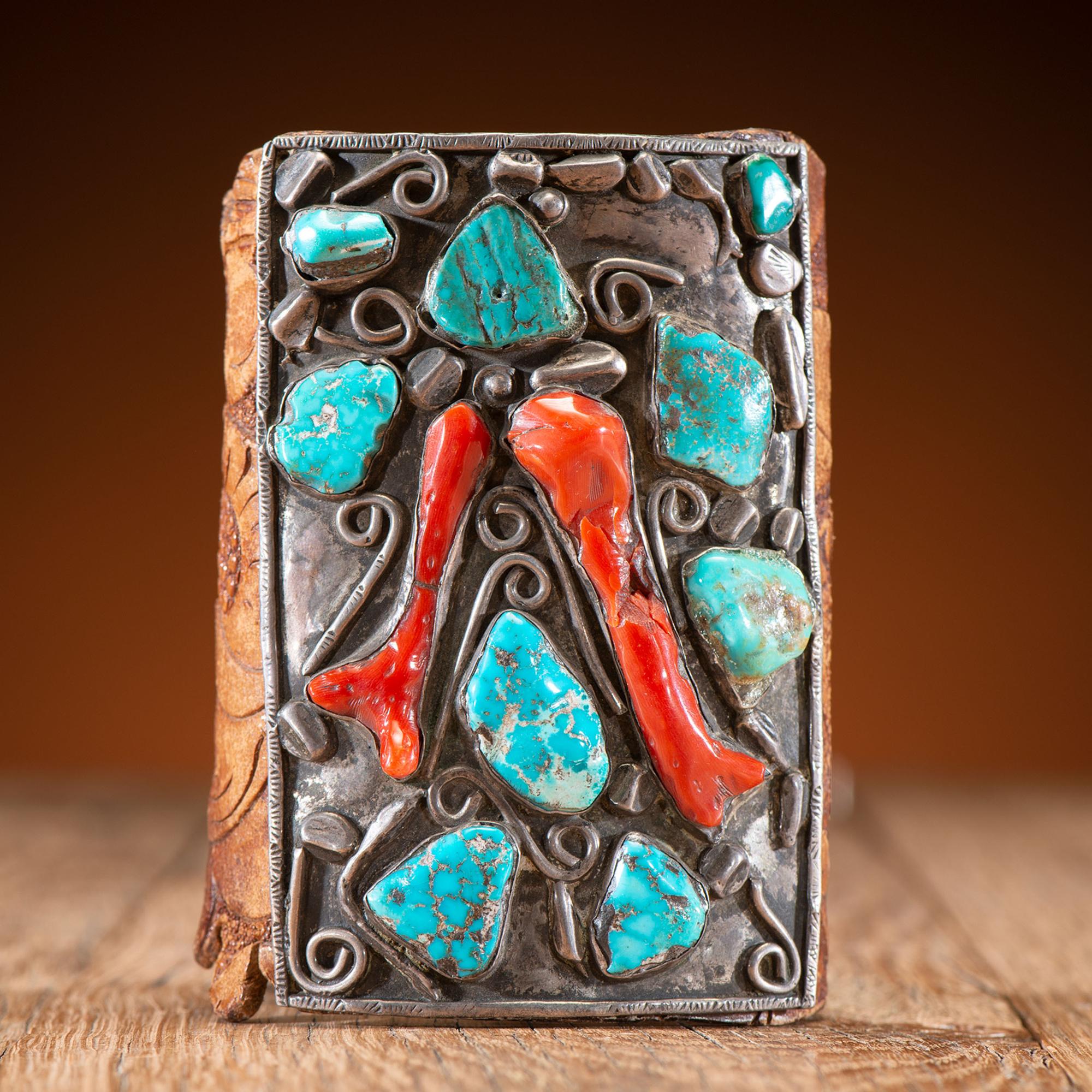 Navajo Tooled Leather Ketoh, with Inlay