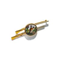 ESSEX CRYSTAL AND YELLOW GOLD PHEASANT HUNTING BROOCH