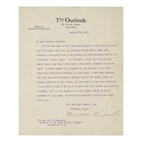[Presidential] Roosevelt, Theodore. Typed Letter, signed