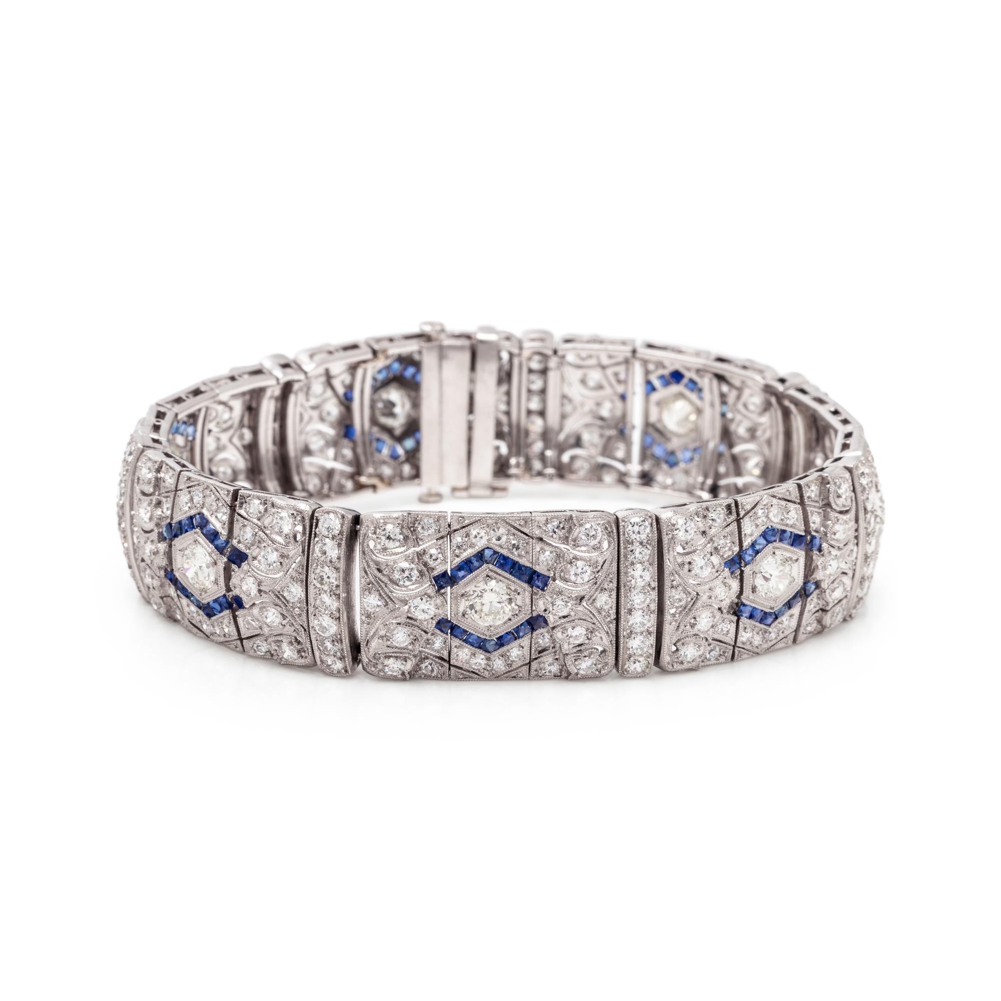 ART DECO, DIAMOND AND SYNTHETIC SAPPHIRE BRACELET