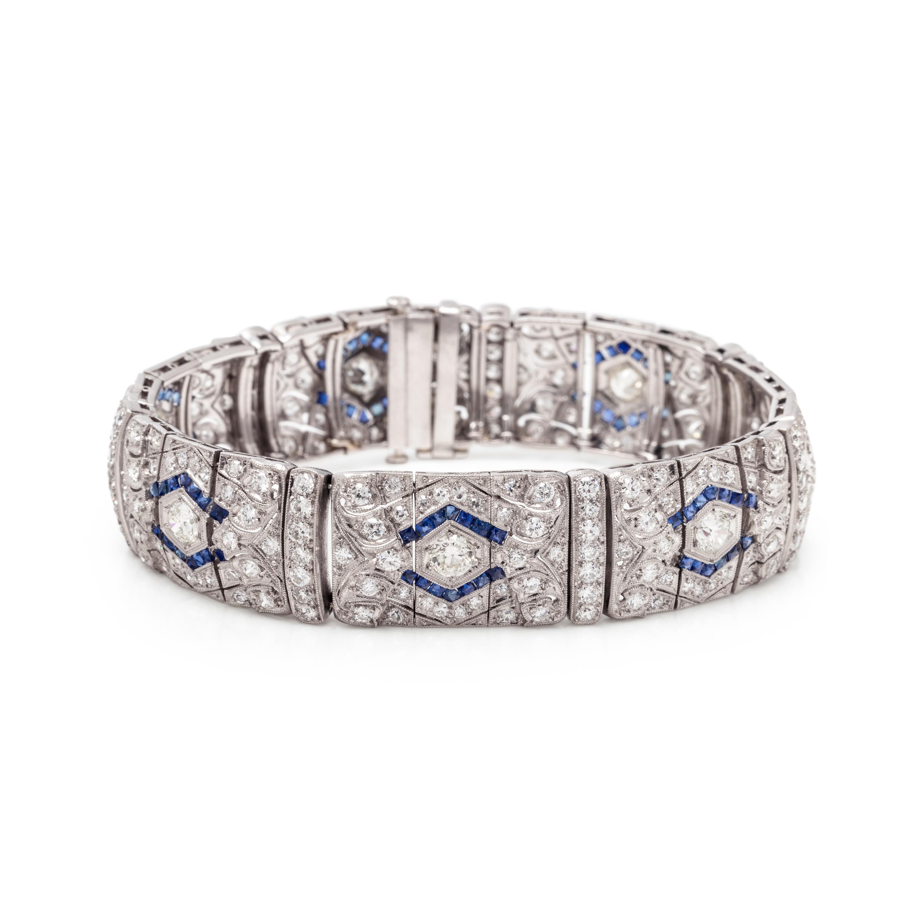 ART DECO, DIAMOND AND SYNTHETIC SAPPHIRE BRACELET