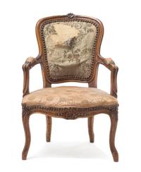A Louis XV Style Diminutive Fauteuil Height 18 inches. — LATE 19TH/EARLY 20TH CENTURY