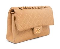 Chanel Medium Classic Double-Flap Bag in Tan Lambskin