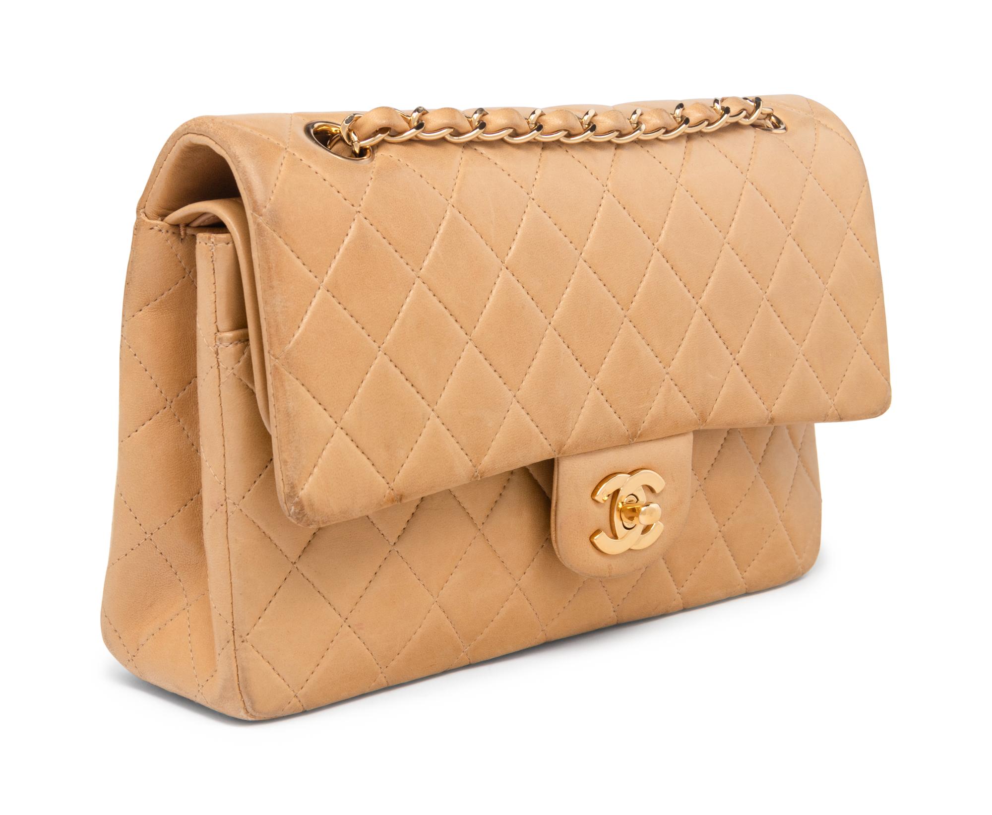 Chanel Medium Classic Double-Flap Bag in Tan Lambskin