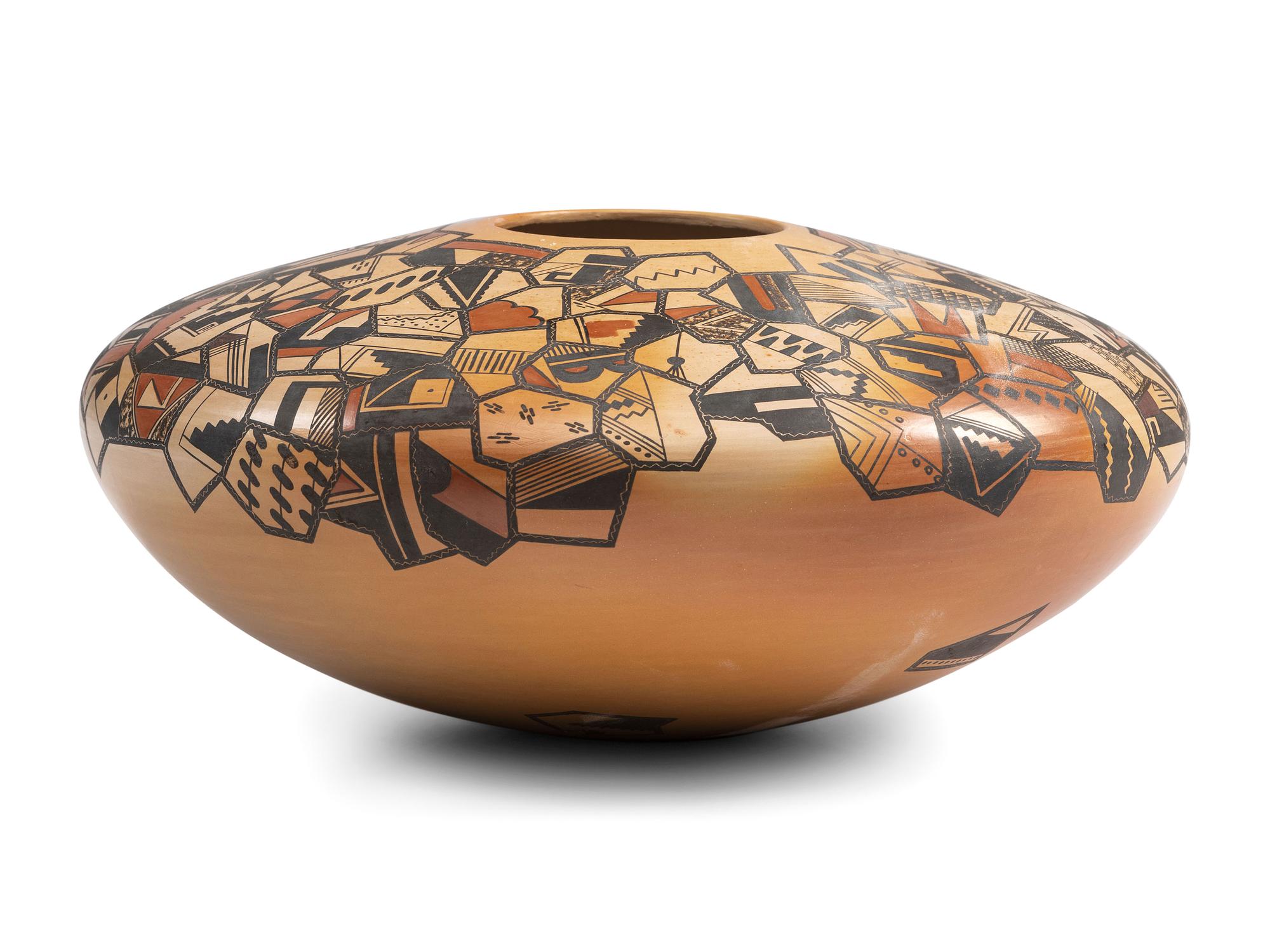 Pair of Polychrome Pottery, with Mesmerizing Designs