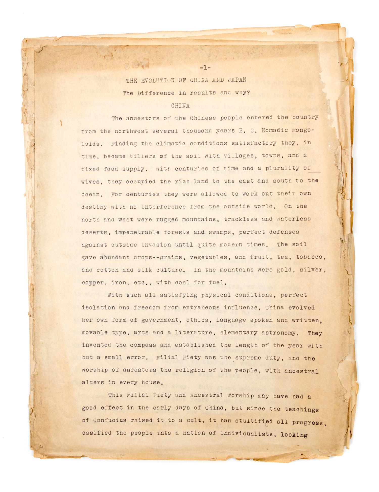 (ASIAN) Archive, including photos, manuscripts, and reports, from 19th-century American engineer in China, Charles Davis Jameson