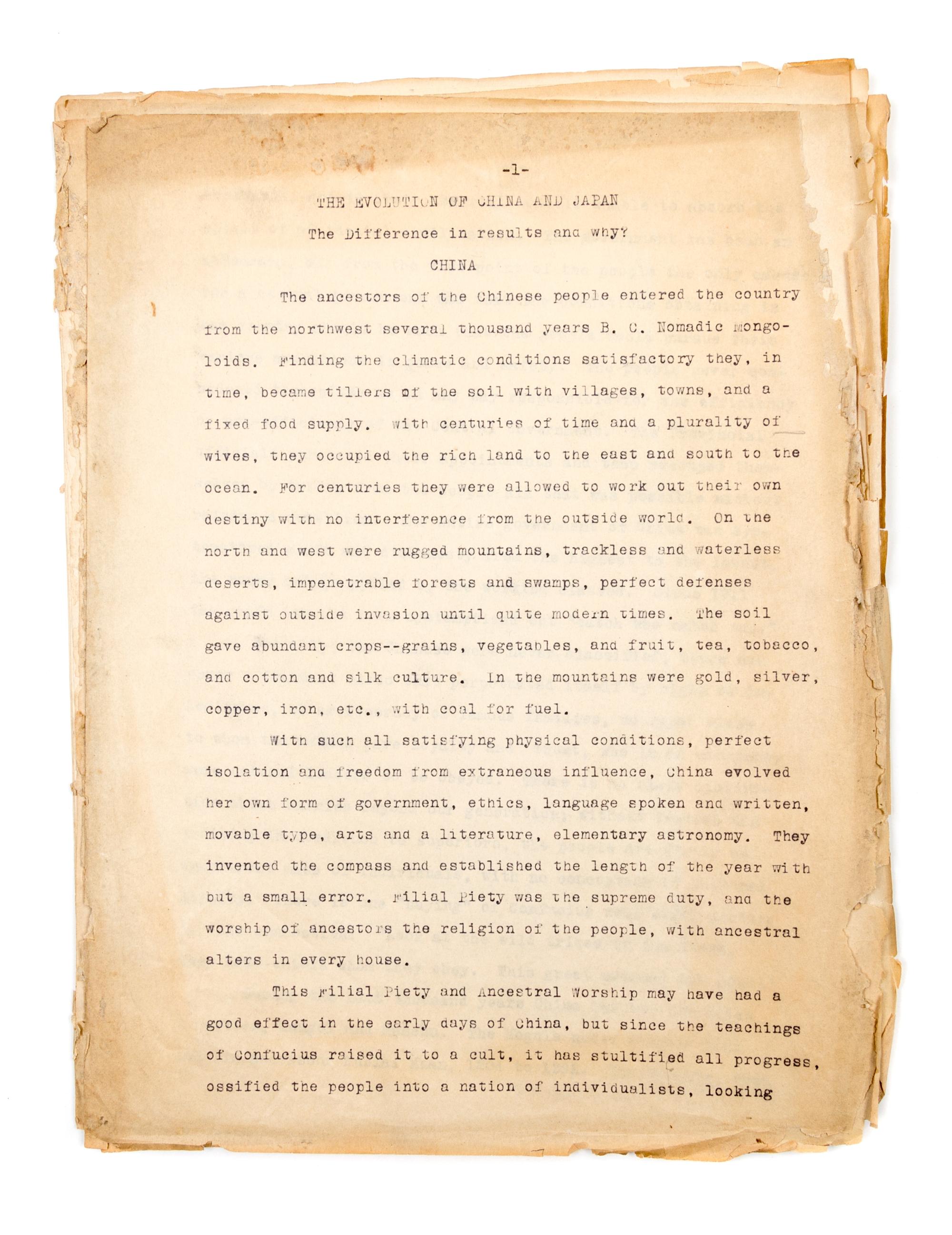 (ASIAN) Archive, including photos, manuscripts, and reports, from 19th-century American engineer in China, Charles Davis Jameson