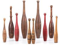 Ten Turned Wood Juggling Pins