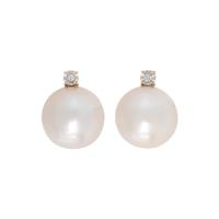 CULTURED SOUTH SEA PEARL AND DIAMOND EARRINGS