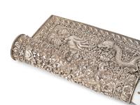 A Tibetan Silvered Metal Mounted and Inscribed Shell Scroll Holder — 19TH CENTURY