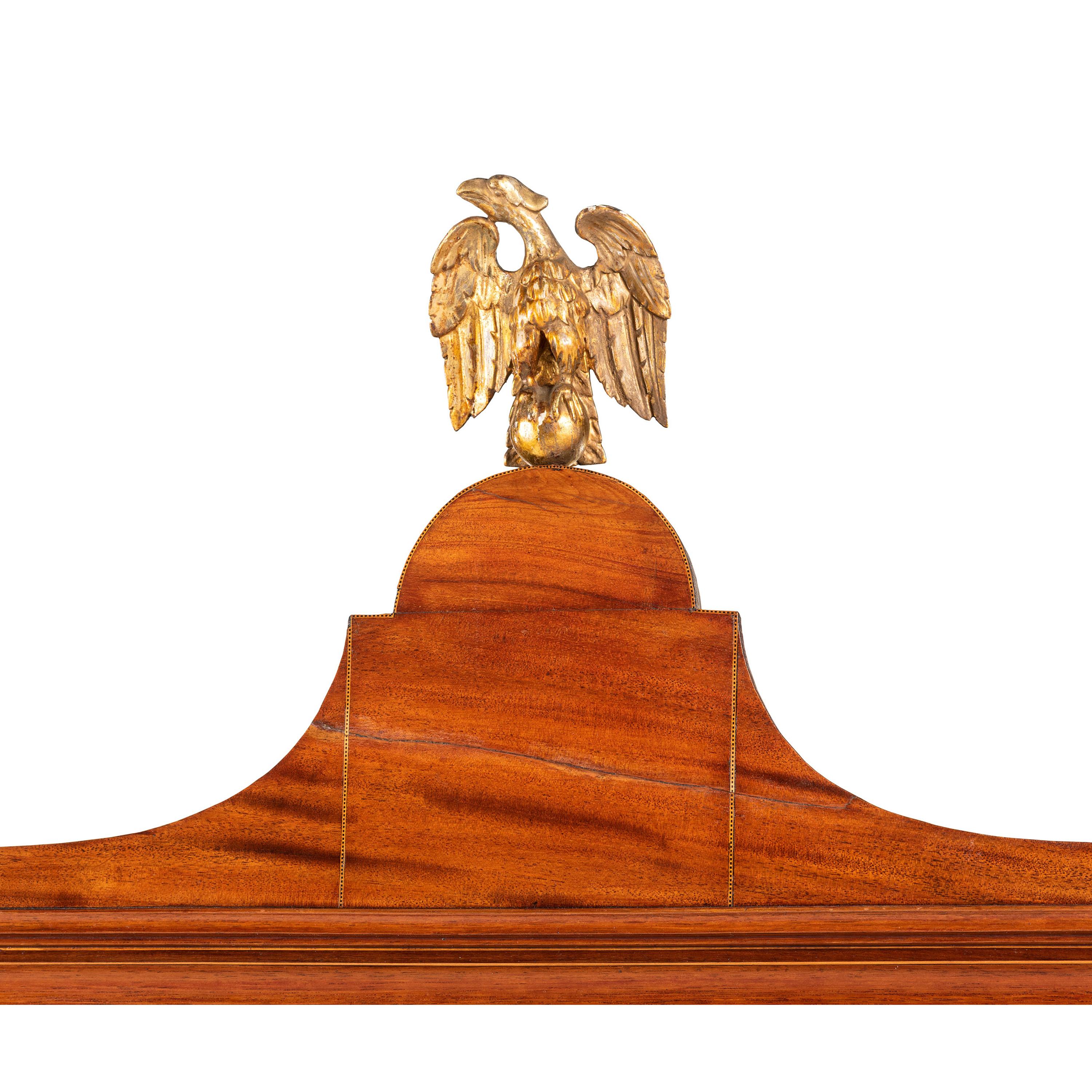 A Federal Parcel Gilt Mahogany, Holly and Ebony Breakfront Gentleman's Desk-and-Bookcase