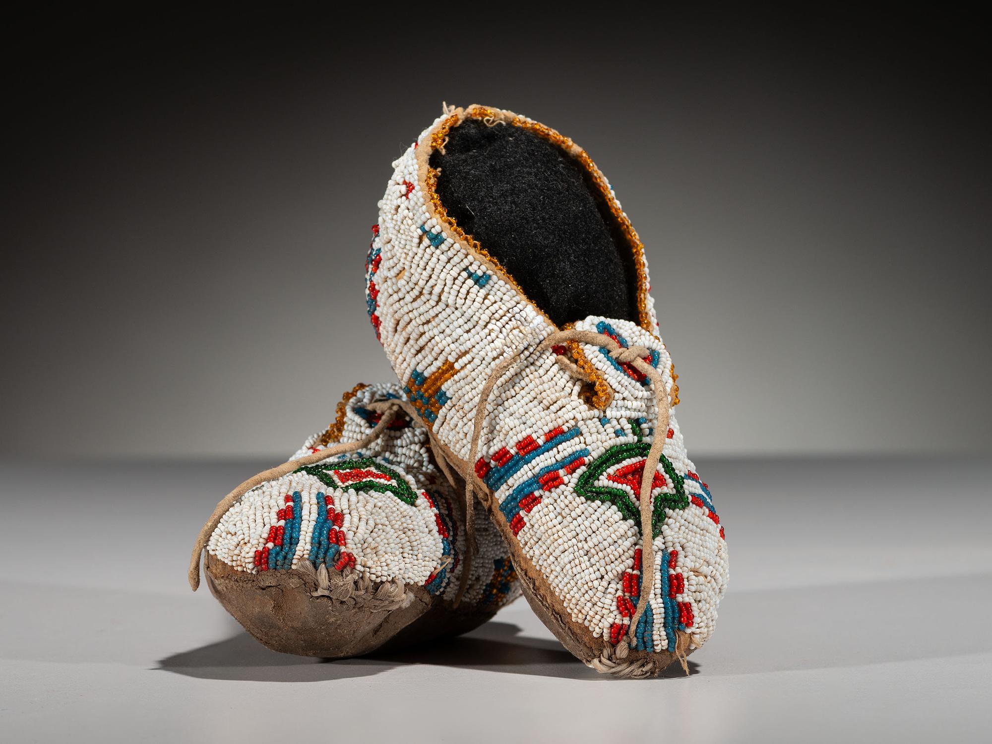 Plains Child's Beaded Hide Moccasins