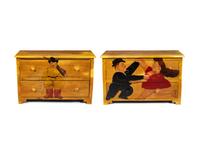 A Pair of Chests Painted After Fernando Botero