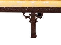 A Baker Chinese Chippendale Style Yellow Damask Upholstered Mahogany Settee