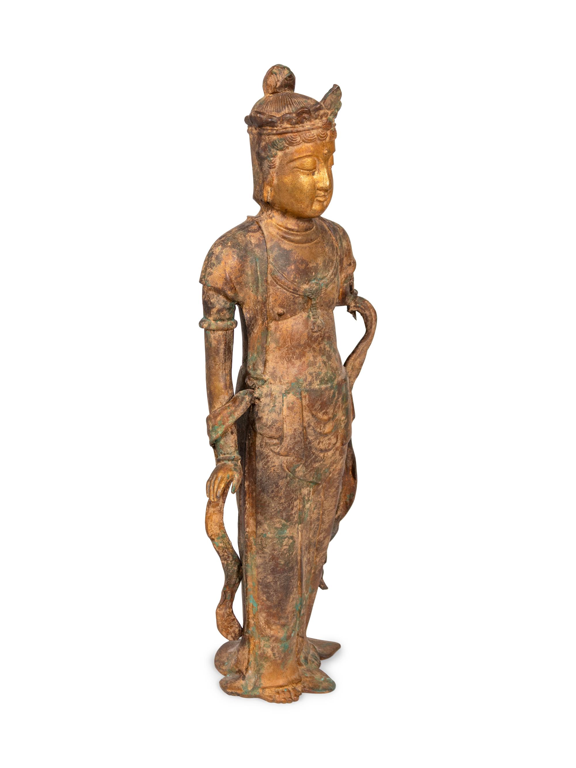 A Chinese Gilt Bronze Figure of Guanyin