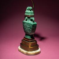 A Chinese Carved Aventurine Quartz ‘Chilong’ Covered Vase, 20th Century — 近代 東陵玉雕螭龍紋賞瓶