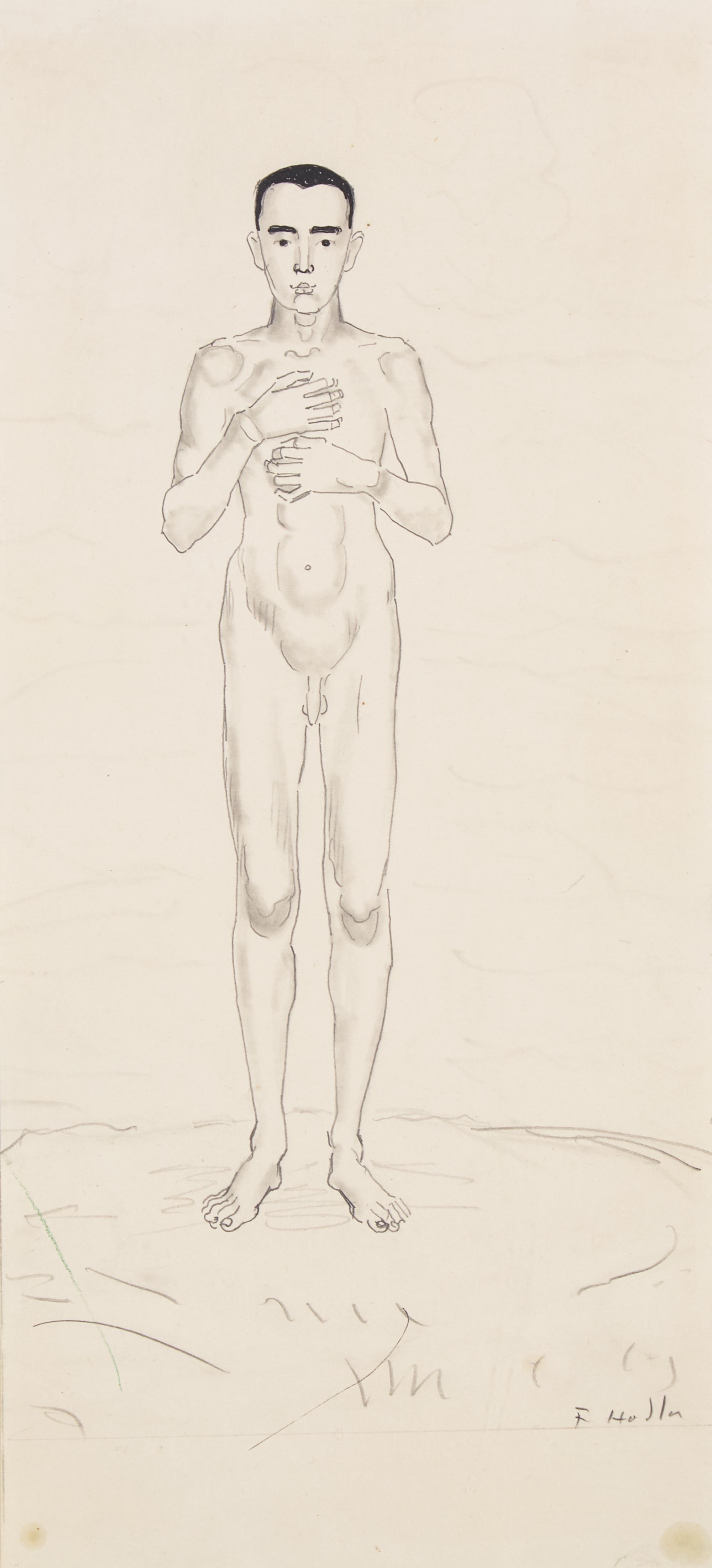 Ferdinand Hodler (Swiss, 1853-1918) — Male Nude, c. 1910